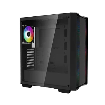 DeepCool CC560 ARGB ATX Mid-Tower PC Case - Full Sized Tempered Glass Window, 4 Pre-installed A-RGB Fans, Up to 360mm Radiator Support, USB3.0/2.0x 1, Audio×1 - Black | R-CC560-BKTAA4-G-1