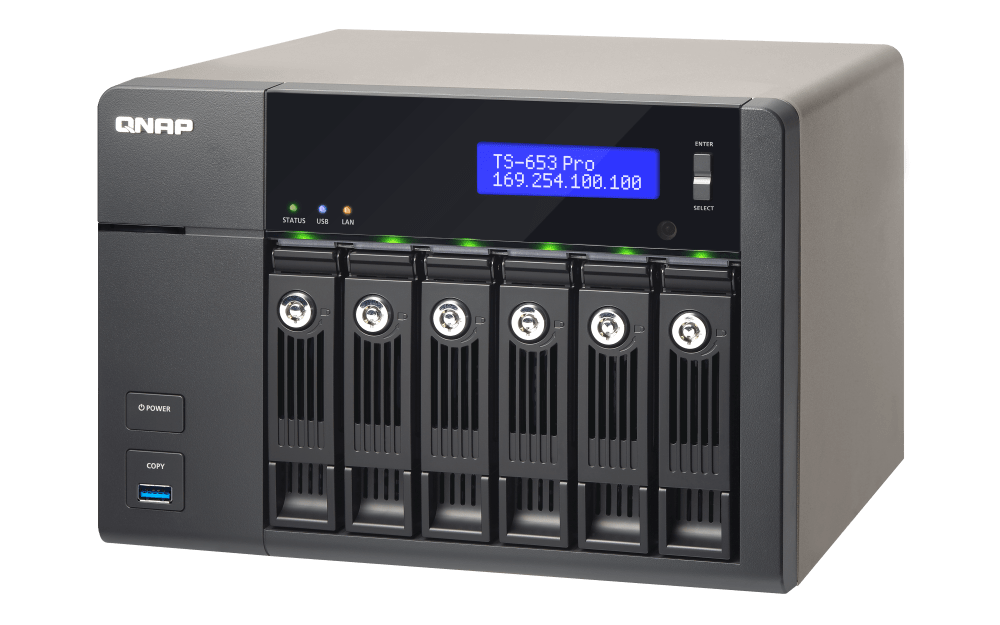 QNAP TS-653 Pro 6-Bay Professional-grade NAS, Intel 2.0GHz Quad Core CPU with Media Transcoding | TS-653-PRO