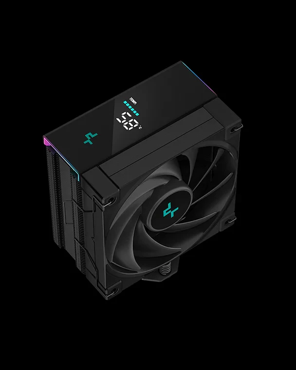 DeepCool AK400 Digital Zero Dark 120 mm CPU Cooler, 4 Heatpipes, Digital LCD Screen, 500–1850 RPM, 68.99 CFM, ≤28 dB(A), All‑Black, R‑AK400‑BKADMN‑G