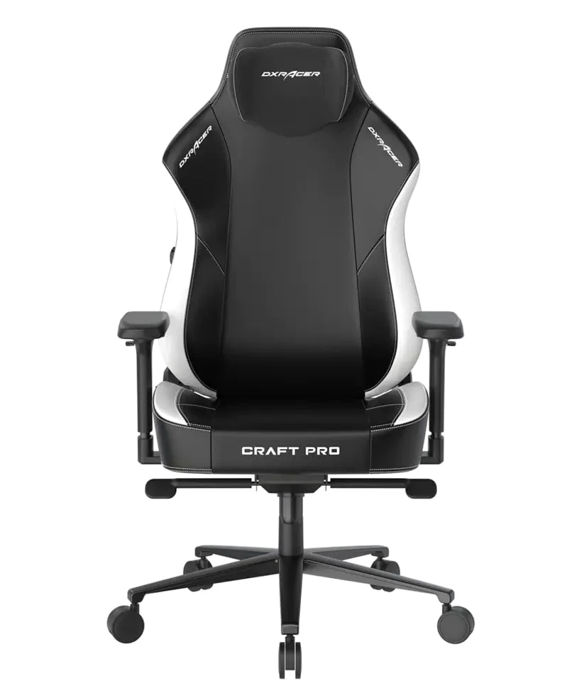 DXRacer Craft Pro DXRACER - Black/White, 2D Integrated  Lumbar Support, 4D Armrests, Adjustable Recline with Cooling Gel Foam Pillow, Standard | CRA-PR001-NW-H1