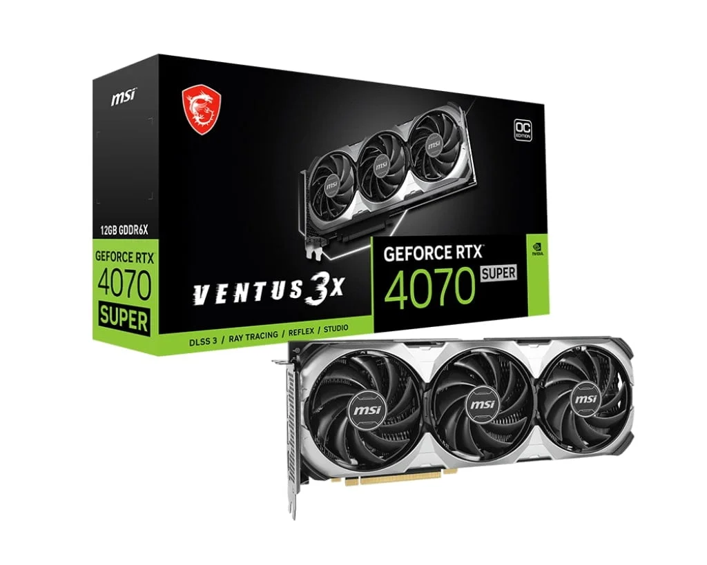 MSI GeForce RTX 4070 SUPER 12G VENTUS 3X OC Gaming Graphics Card, 12GB GDDR6X, PCI Express Gen, Core Clocks 4,2505 MHz