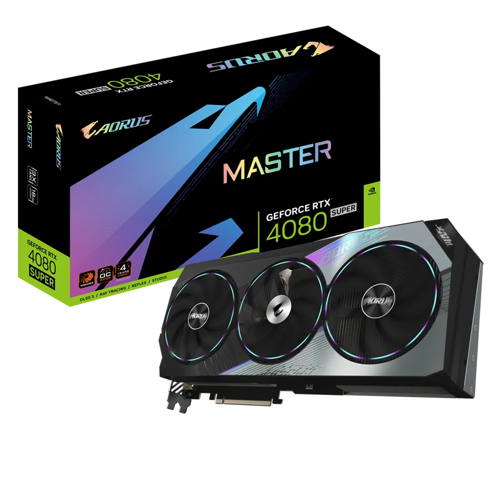 GIGABYTE AORUS GeForce RTX 4080 SUPER MASTER Graphics Card, 16GB GDDR6X 256 bit Memory, 2625 MHz Core Clock | GV-N408SAORUSM-16GD