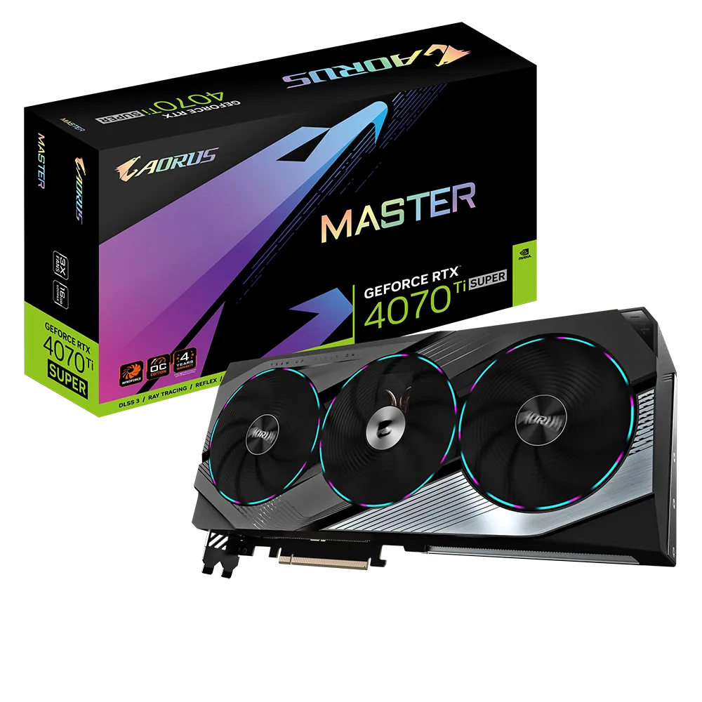 GIGABYTE AORUS GeForce RTX 4070Ti SUPER MASTER Graphics Card, 16GB 256-bit GDDR6X Memory | GV-N407TSAORUSM-16GD