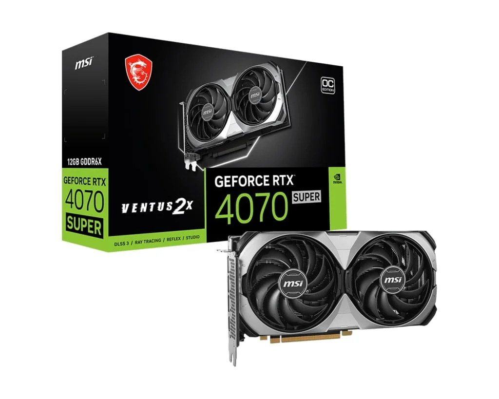 MSI GeForce RTX 4070 SUPER 12G VENTUS 2X OC, 12GB GDDR6X, 2520 MHz Core Clocks | 912-V513-829