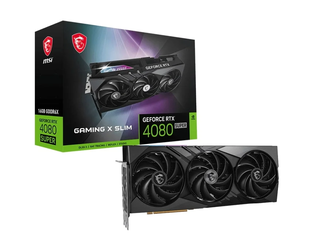 MSI GeForce RTX 4080 SUPER 16G GAMING X SLIM Graphics Card, 16GB GDDR6X, 10240 CUDA Cores, 256-bit Memory, 2625 MHz Boost Clock, 23Gbps Mmeory Speed | 912-V511-231