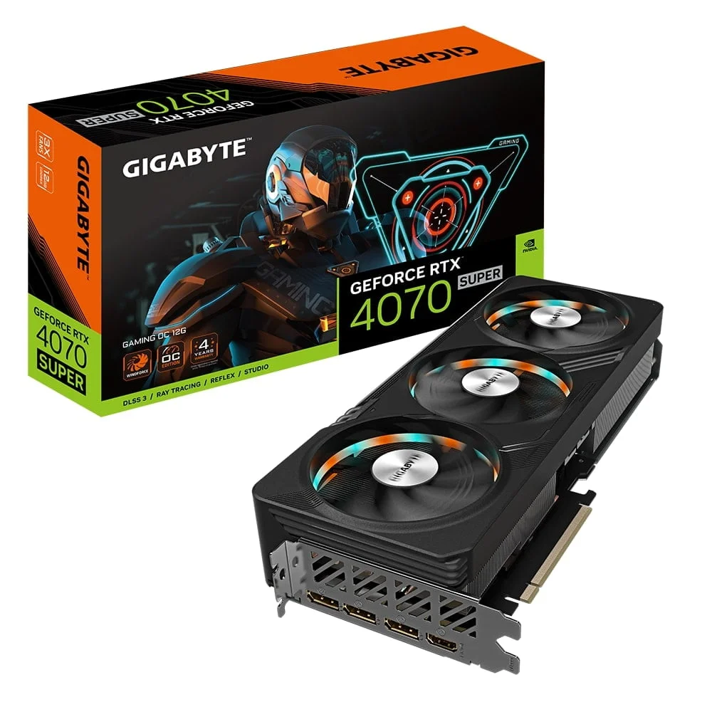 GIGABYTE GeForce RTX 4070 SUPER GAMING OC 12G Graphics Card, Core Clock 2565 MHz, CUDA® Cores 7168 | GV-N407SGAMING OC-12GD