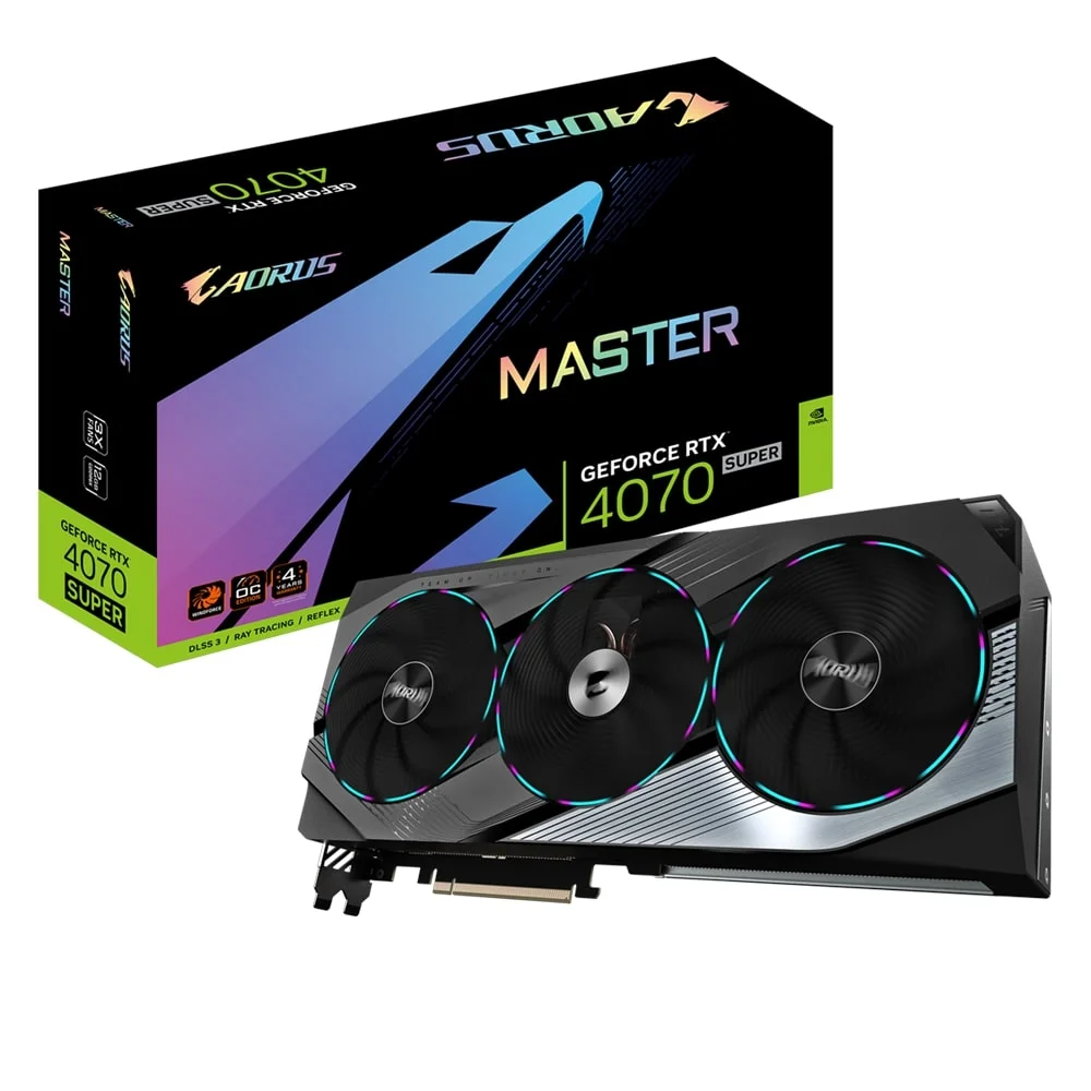 GIGABYTE AORUS GeForce RTX 4070 SUPER MASTER 12G GDDR6X Graphics Card, Core Clock 2655 MHz, CUDA® Cores 7168 | GV-N407SAORUS M-12GD