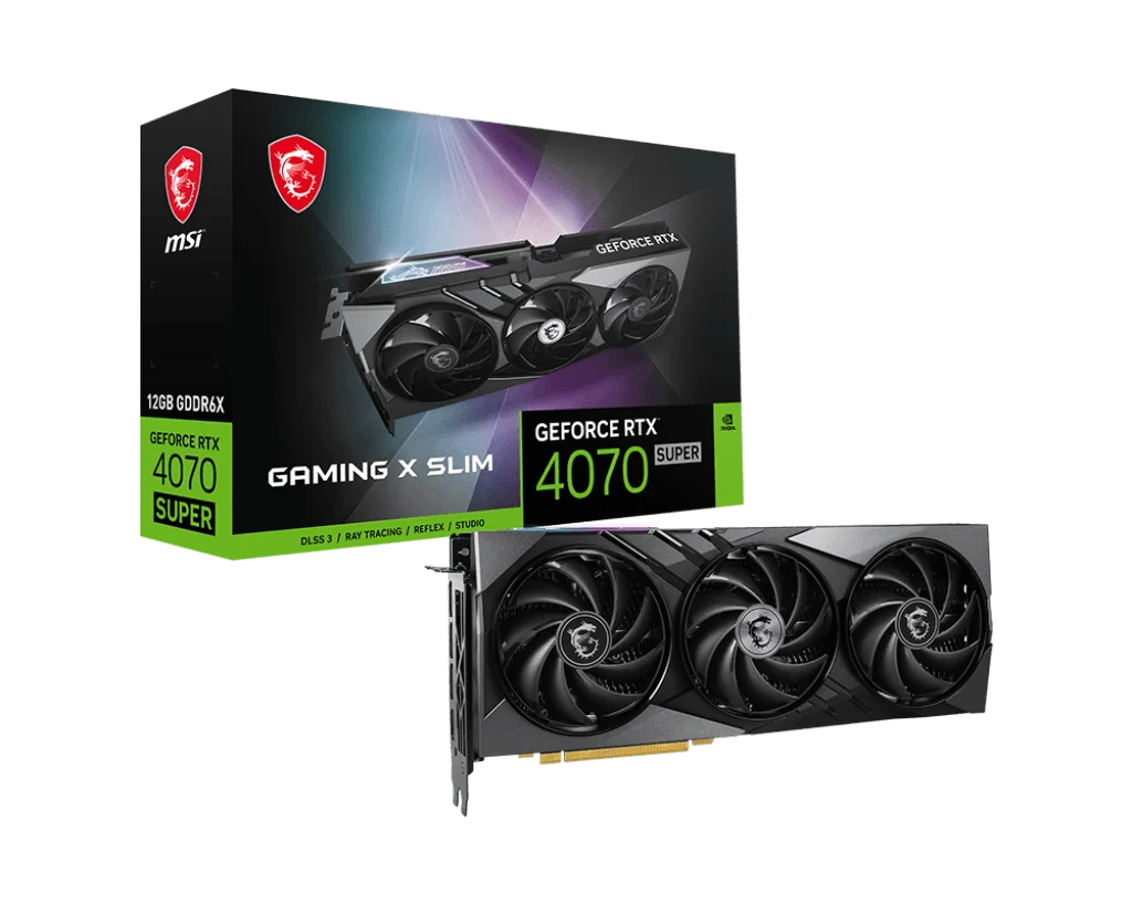 MSI GeForce RTX 4070 SUPER 12G GAMING X SLIM, CUDA CORES 7168 Units, Extreme Performance 2655 MHz | 912-V513-631