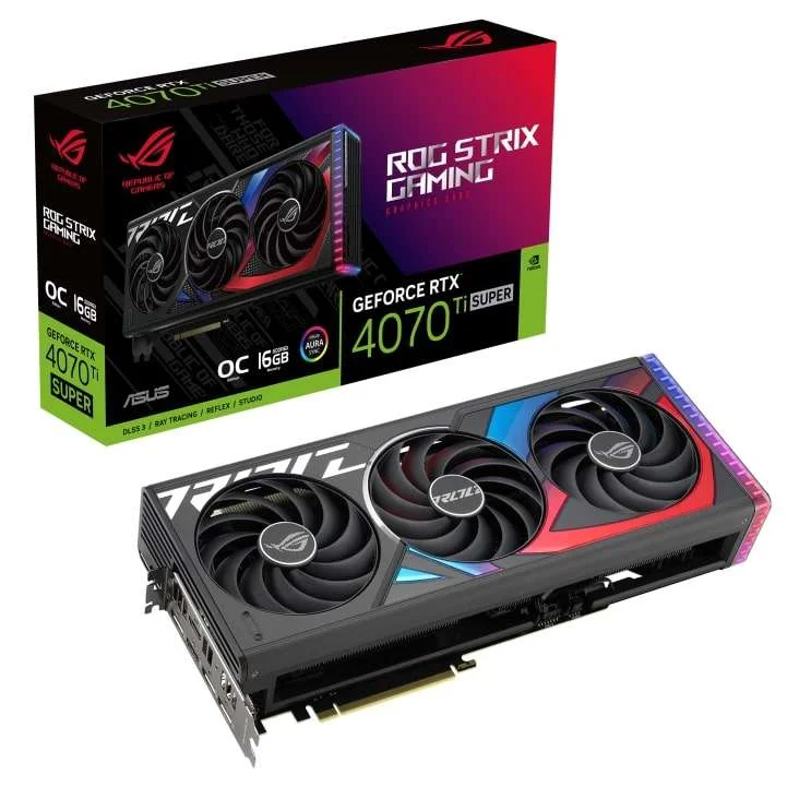 ASUS ROG Strix RTX 4070 Ti SUPER 16GB GDDR6X OC Edition, Boost Clock 2700 MHz | 90YV0KG0-M0NA00