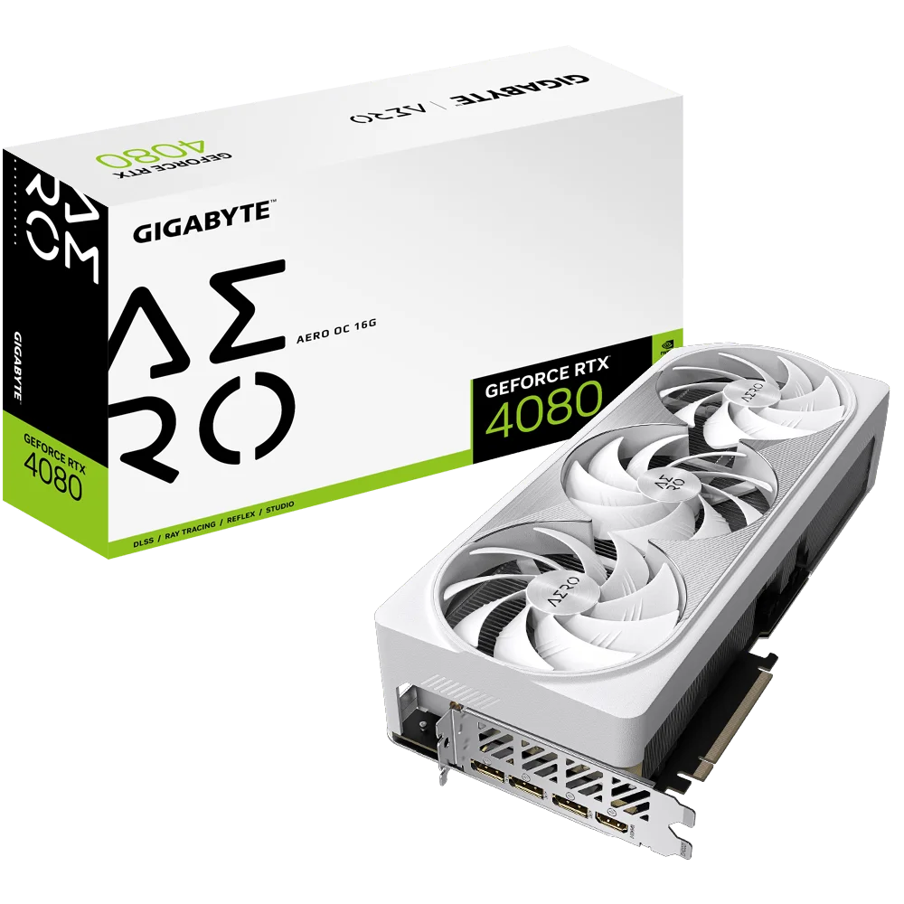 GIGABYTE GeForce RTX 4080 AERO OC Graphics Card, 16GB GDDR6X 256 bit Memory, 2535 MHz Core Clock, 22.4 Gbps Memory Clock | GV-N4080AERO OC-16GD