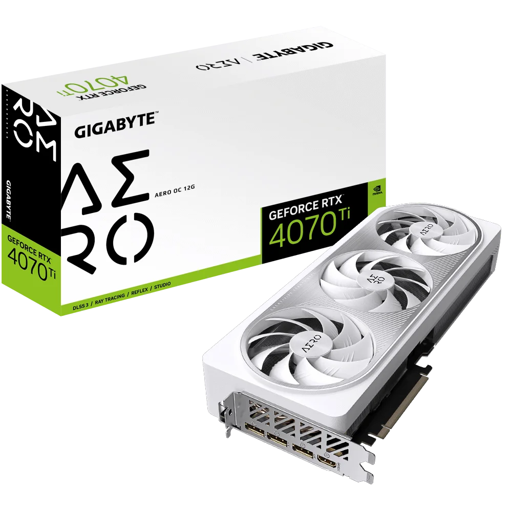 Gigabyte RTX 4070 Ti AERO OC Graphics Card, 12GB GDDR6X 192 bit Memory, 2640 MHz Boost Clock, 21 Gbps Memory Clock, PCI-E 4.0 | GV-N407TAERO OC-12GD