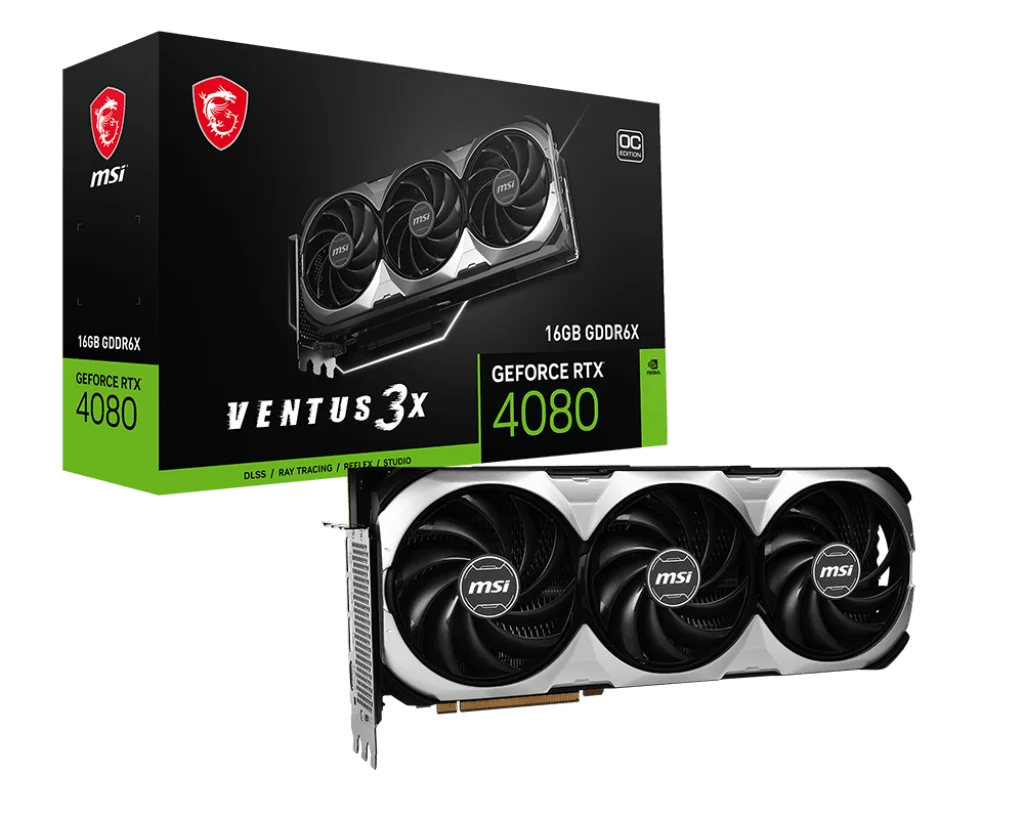 MSI RTX 4080 16GB VENTUS 3X OC Gaming Graphics Card - 16GB GDDR6X, 2550 MHz, PCI Express Gen 4 | 912-V511-013