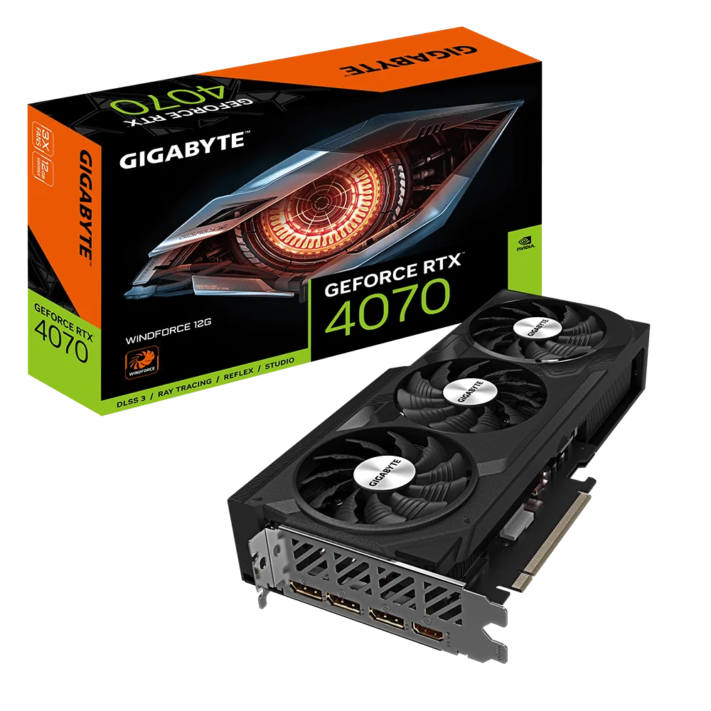 Giagabyte RTX 4070 Windforce Oc Graphics Card,12gb Gddr6x, 2490 Mhz Core Clock, Pci-Express 4.0 | GV-N4070WF3OC-12GD