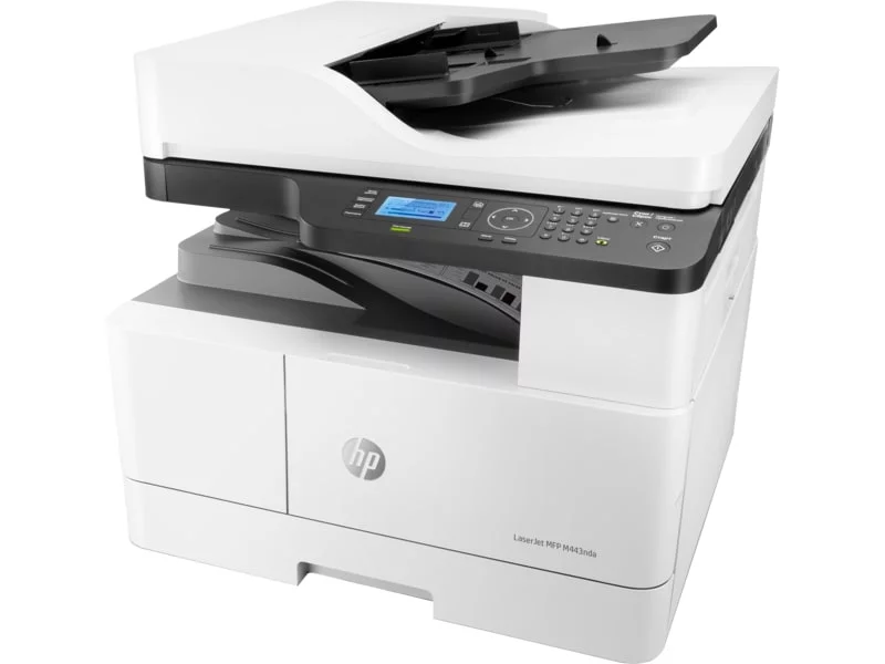 HP LaserJet MFP M443nda Printe, Print, Copy, Scan, up to 24 ppm,  Duplex Printing, Up to 1200x1200 dpi Resolution, 4-Line LCD Display, USB Ethernet Connectivity, White | 8AF72A