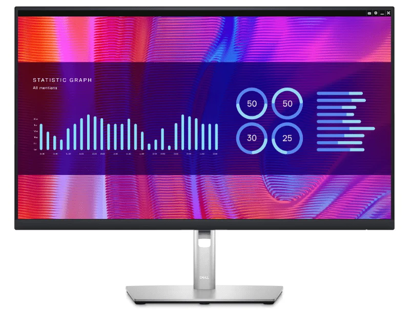 Dell 27" USB-C Hub Monitor, QHD 60Hz IPS Panel Display, 8ms Response Time,16.7 Million Colors, WLED Backlight Technology, 1x HDMI, 1x DisplayPort, 1x USB-C, 4x USB 5Gbps, 1x RJ45, Silver | P2723DE