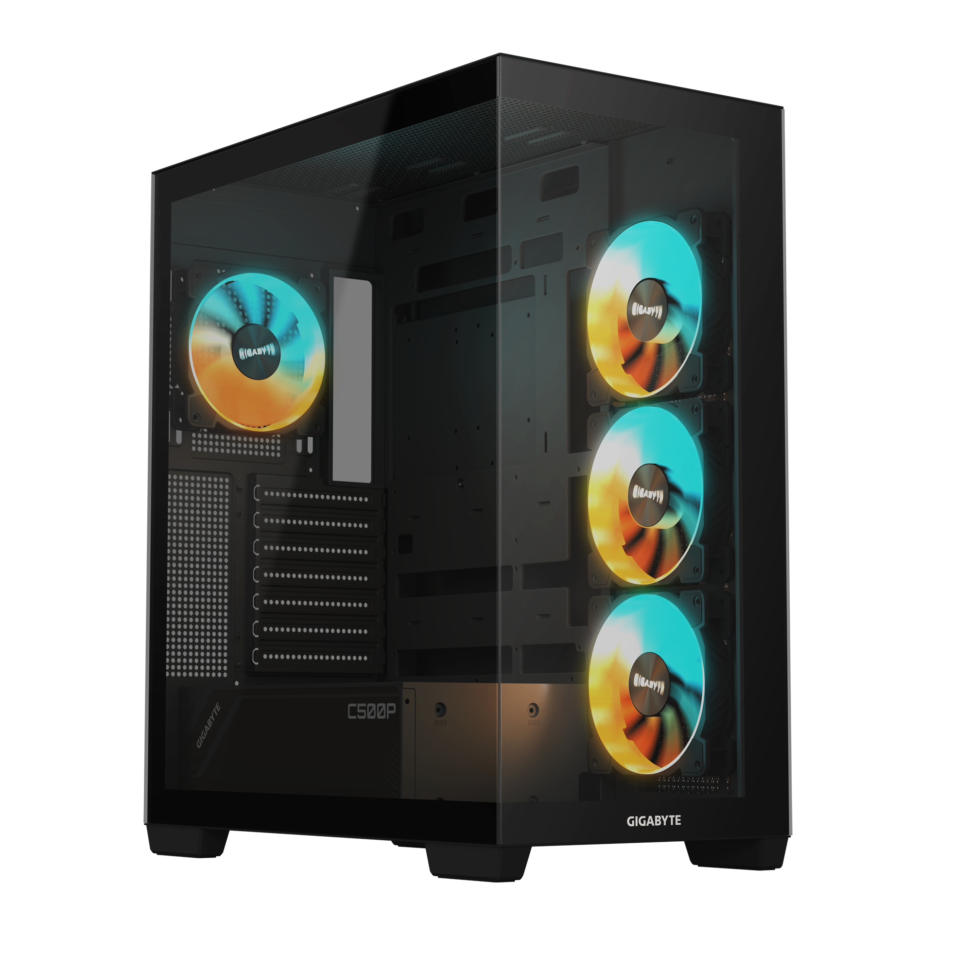 GIGABYTE C500 Panoramic Tempered Glass Front and Side Panels Mid-Tower Computer Case | GB-C500P ST