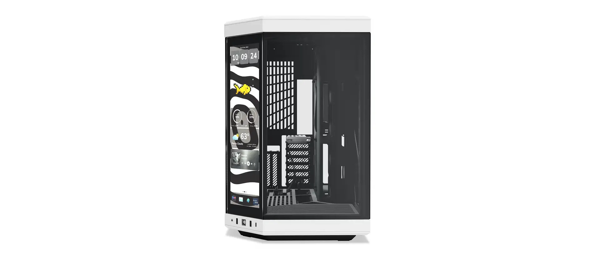 HYTE Y70 touch infinite,14.9" Integrated IPS Touchscreen, Dual Chamber Mid-Tower ATX Computer Case - Panda |  CS-HYTE-Y70TI-WB