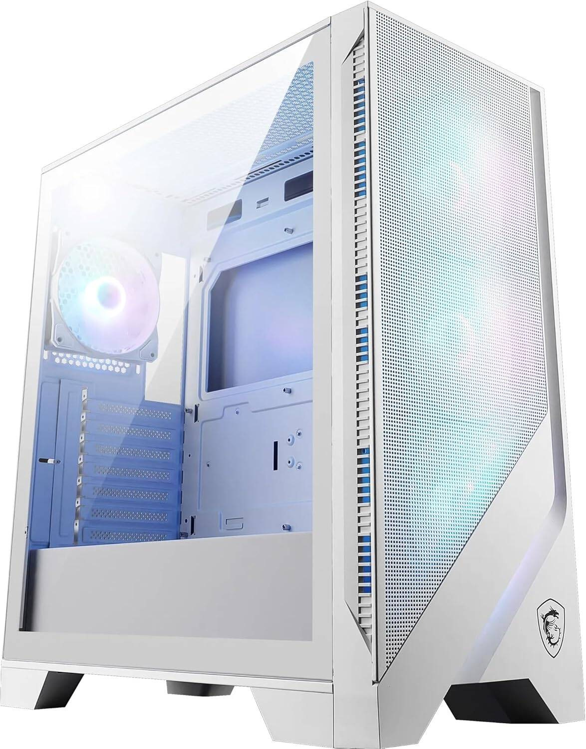 MAG FORGE 320R AIRFLOW,  up to 360 mm AIO, Tempered Glass Side Panel displays RGB lighting effects - White | 306-7G23W21-HH9