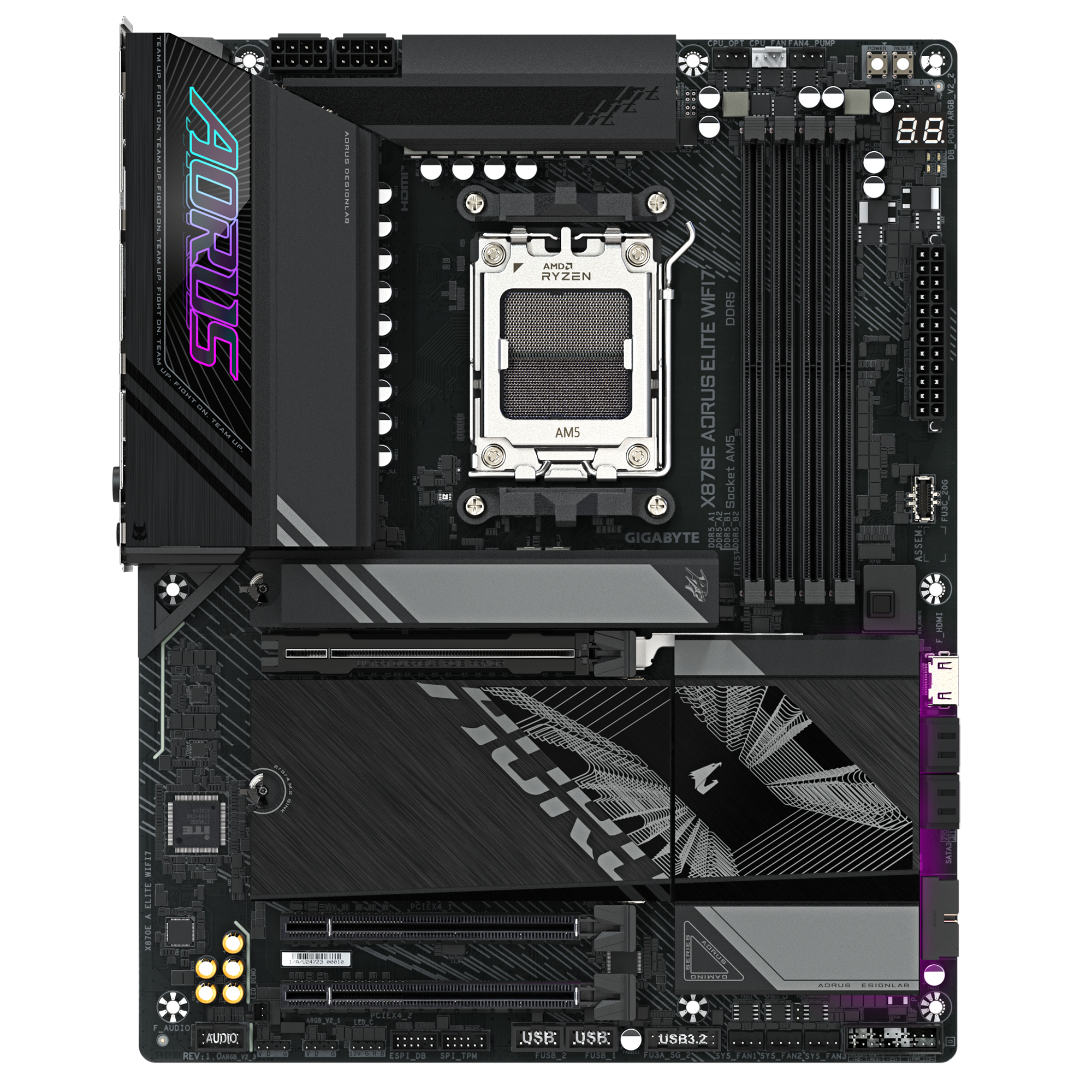 GIGABYTE X870E Aorus Elite WIFI7 Motherboard, AMD X870E Chipset, AMD Socket AM5, Dual Channel DDR5,