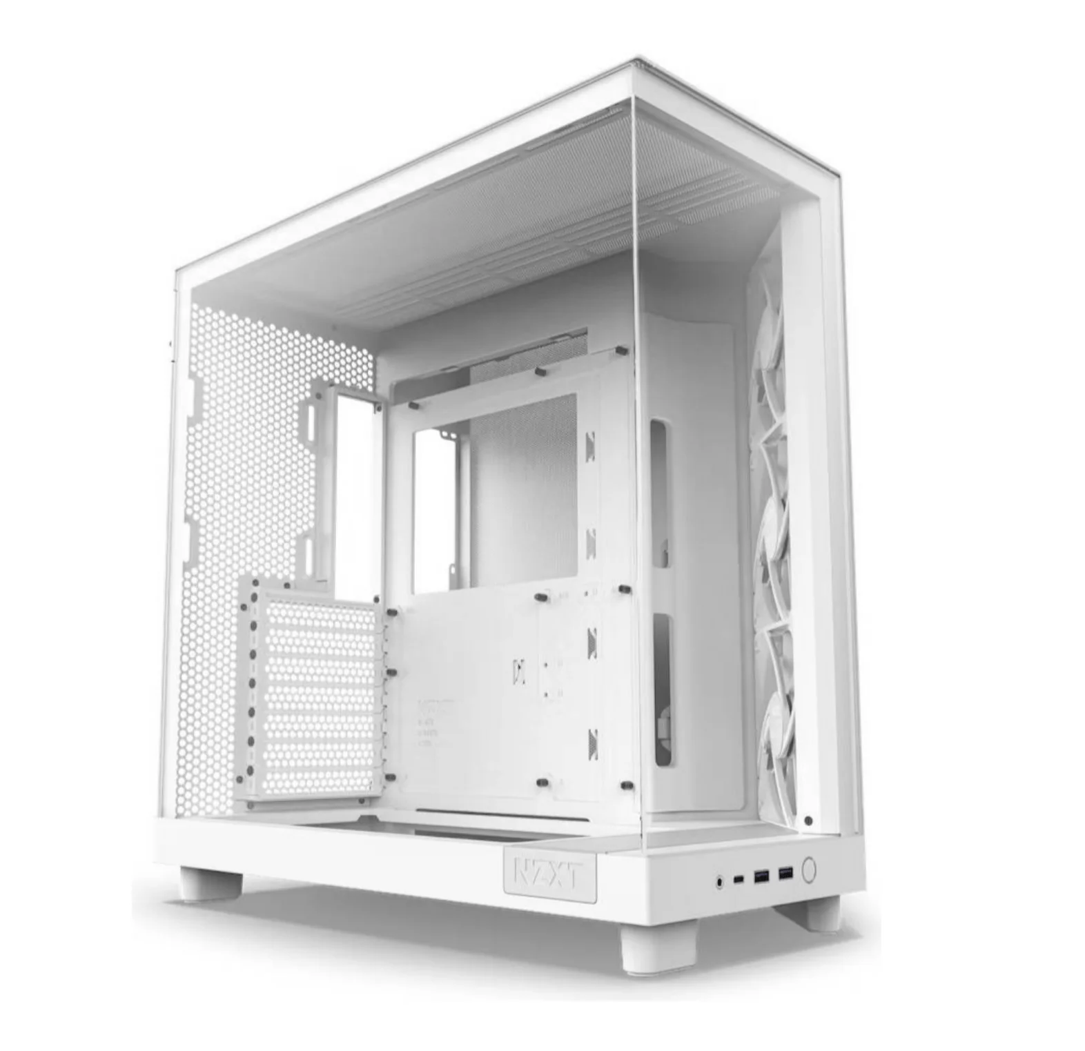 NZXT H6 Flow Compact Dual-Chamber Mid-Tower Airflow Case, White, SGCC Steel, Ultra-Clear, Dark Tinted Tempered Glass, 3 x F120Q Fans included | CC-H61FW-01