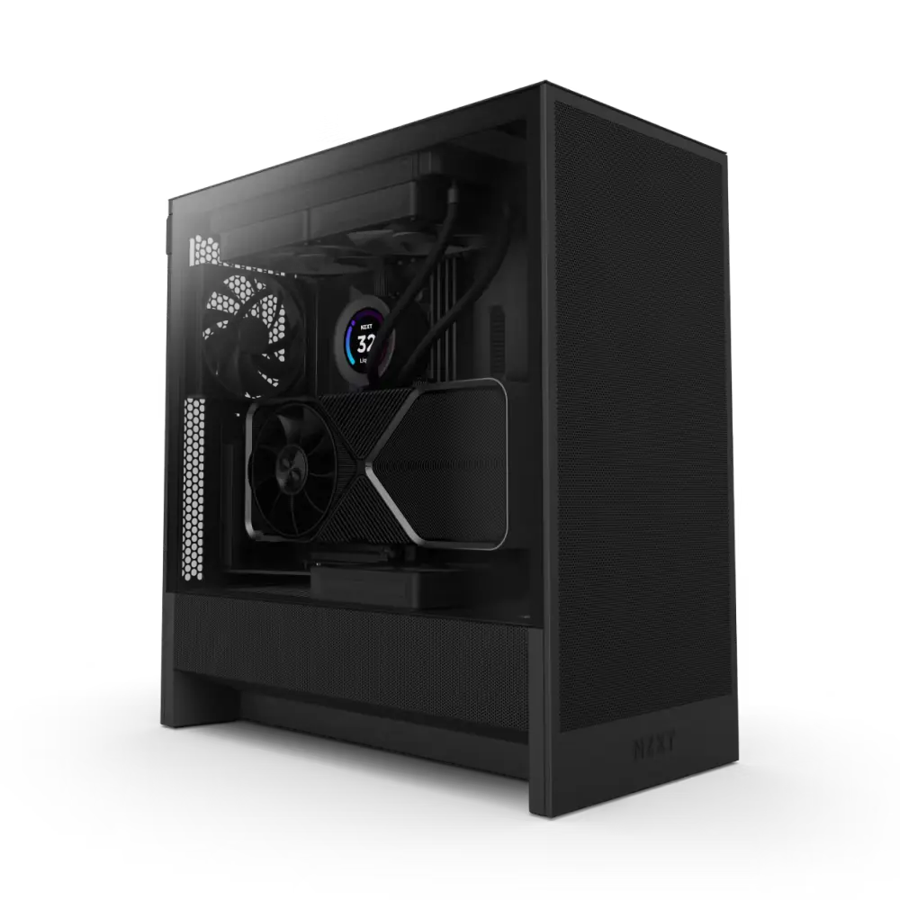 NZXT H5 Flow 2024 ATX Mid-Tower PC Gaming Case – High Airflow – 2 x 120mm Fans Included – 360mm Front & 240mm Top Radiator Support – Cable Management System – Tempered Glass – Black | CC-H52FB-01