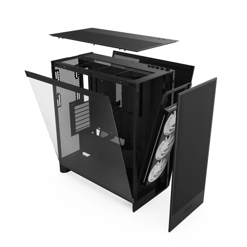 NZXT H7 Flow RGB Mid-Tower ATX Airflow Case with RGB Fans, Motherboard Support upto E-ATX, SGCC Steel, Dark Tinted Tempered Glass, F360 RGB Core Single-frame Fan, Supports up to 420mm Radiator, 10-Fan Capacity, Black | CM-H72FB-R1