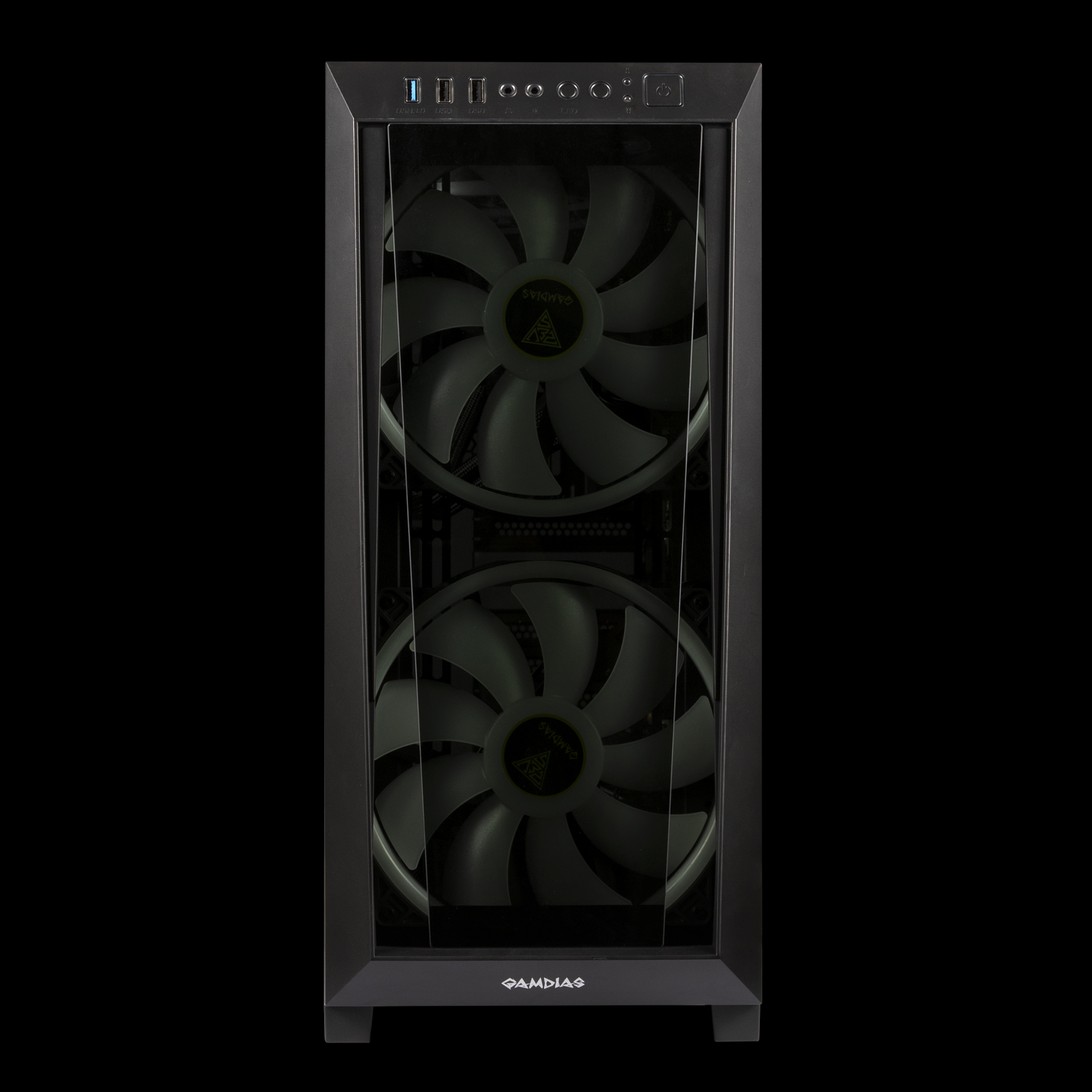 Gamdias APOLLO M2 ELITE ,Sync with Motherboard Dual Built-in 200mm ARGB Fans Seamless Tempered Glass Window