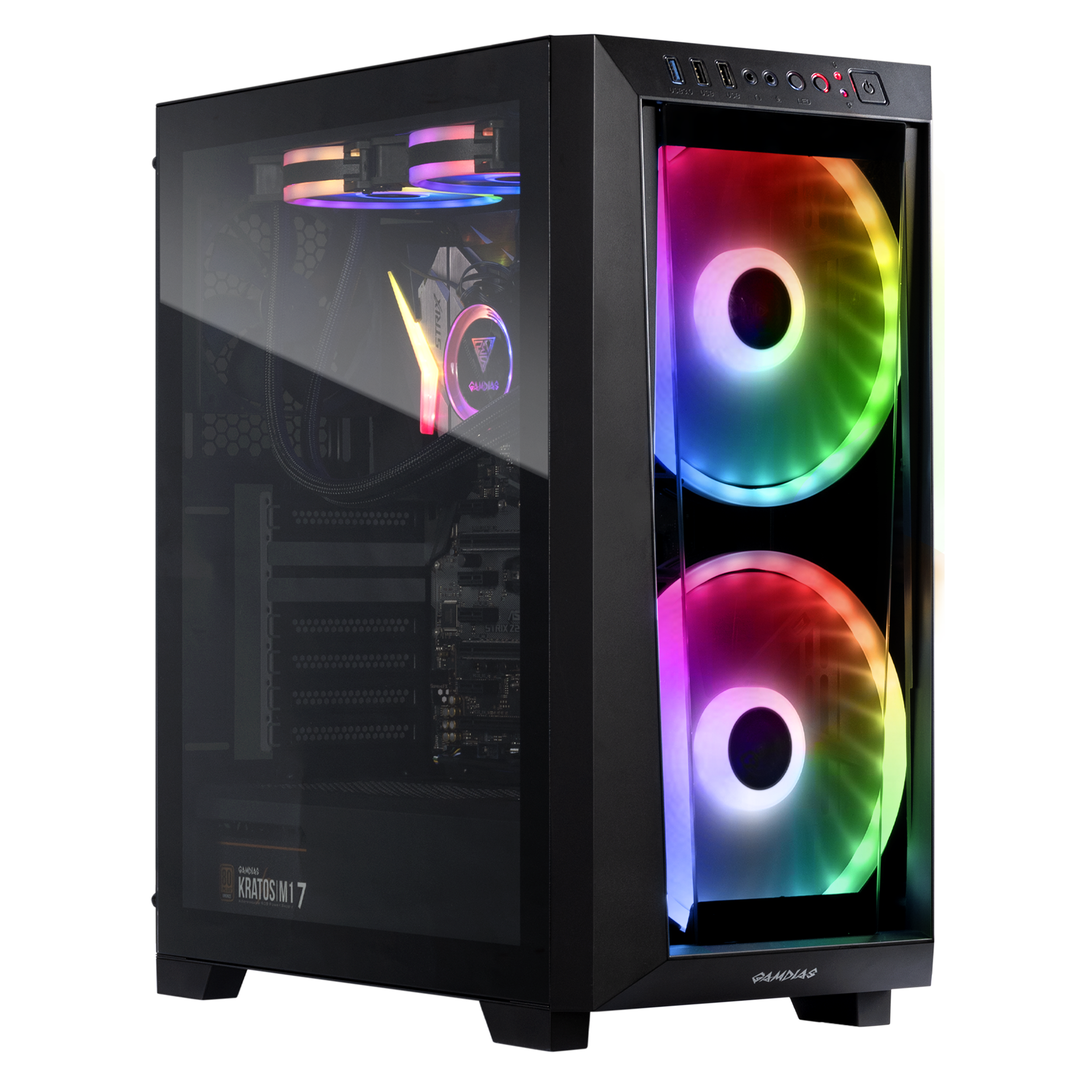 Gamdias APOLLO M2 ELITE ,Sync with Motherboard Dual Built-in 200mm ARGB Fans Seamless Tempered Glass Window