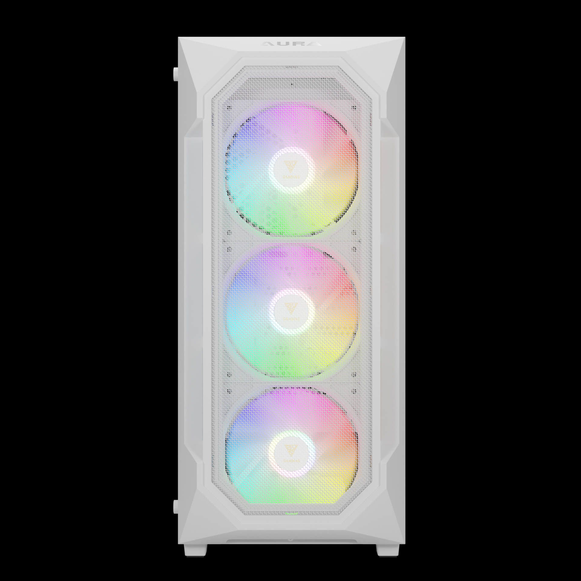 Gamdias AURA GC1 ELITE White Mesh RGB Mid-tower Case Mesh Front Panel Magnetic Dust Filter 4 Built-in 120mm Fixed RGB Fans Supports up to ATX Motherboards ,Tempered Glass Window, Compatible with 340mm GPU