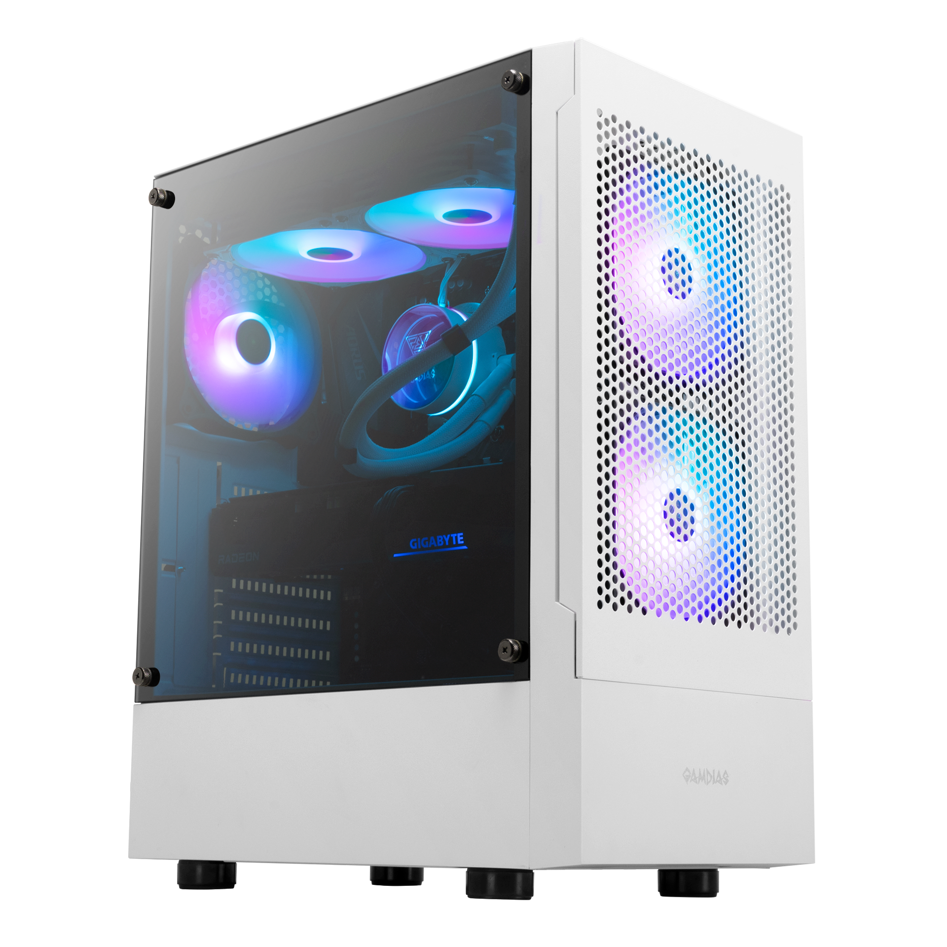 GAMDIAS TALOS E3 MESH RGB ATX Mid Tower PC Case, Tempered Glass Panel, Excellent Airflow Design – White