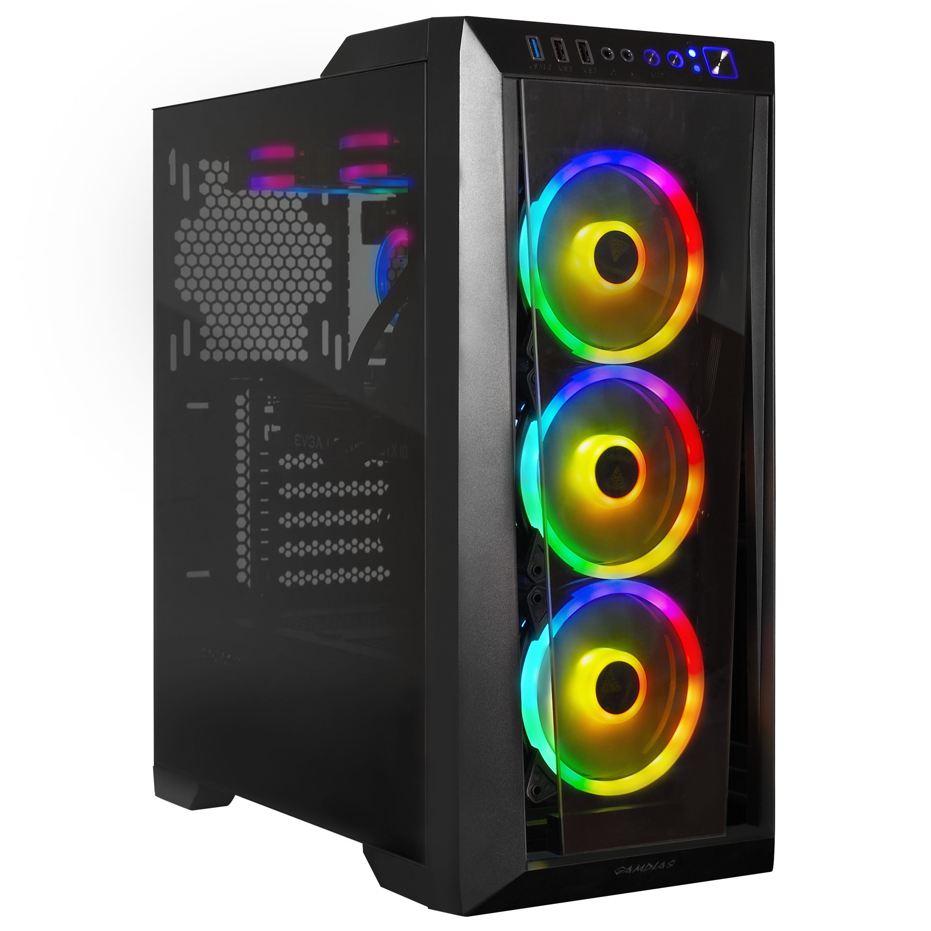 Gamdias TALOS M1 LITE ,Tempered Glass Window 3 Built-in 120mm Trio Rings ARGB Fans Magnetic Dust Filter