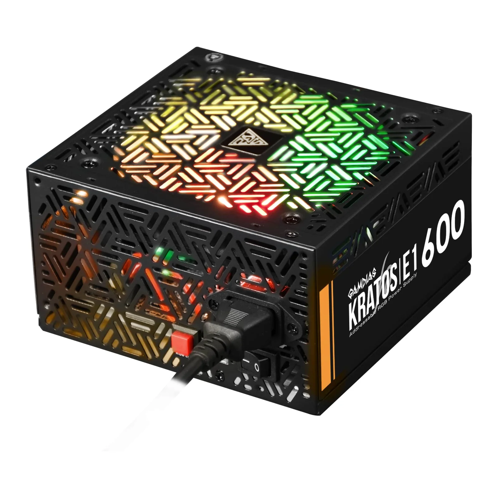 Gamdias KRATOS E1-600W ARGB PSU Meets 80% Efficiency Supports Motherboard Sync Functionality Neon-Flex RGB 30 Built-In Lighting Effects