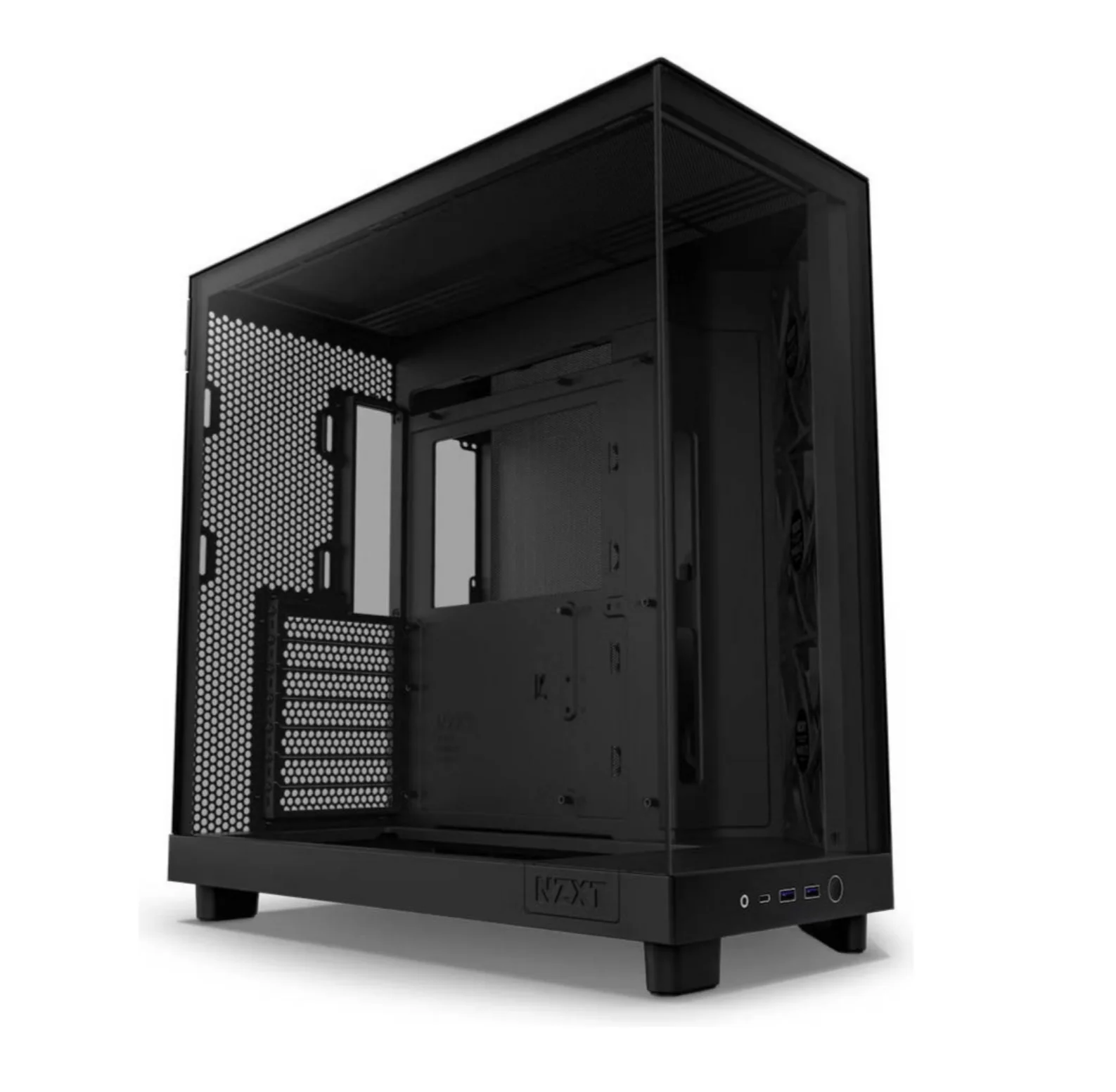 NZXT H6 Flow Compact Dual-Chamber Mid-Tower Airflow Case, Black, SGCC Steel, Ultra-Clear, Dark Tinted Tempered Glass, 3 x F120Q Fans included | CC-H61FB-R1