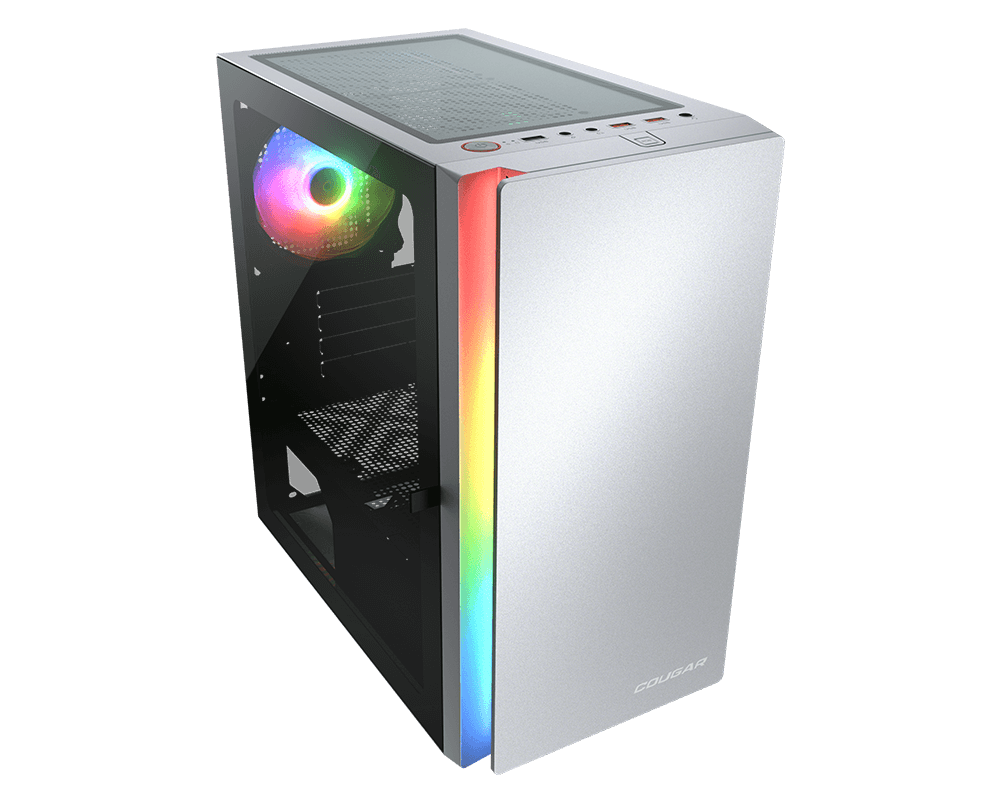 Cougar Purity RGB Mini Tower Case, Up to 5x Cooling Fan & 240mm Radiator Support, 1x Pre-Installed aRGB Fan | 385PC40.0002