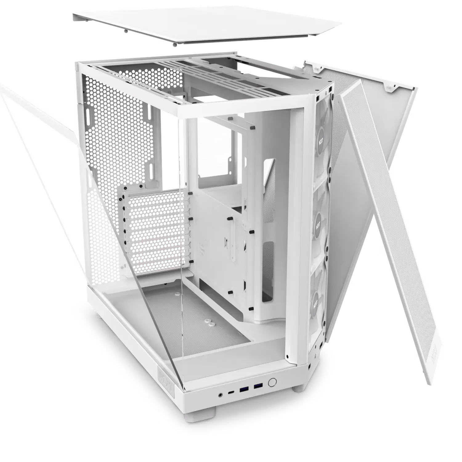 NZXT H6 Flow RGB Compact Dual-Chamber Airflow Mid-Tower ATX Case, Panoramic Glass Panels, Up to 360 mm Radiator & 3x 120mm RGB Fans White| CC-H61FW-R1