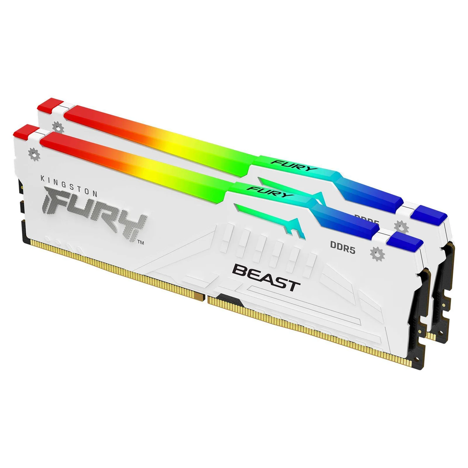 Kingston Fury Beast RGB 64GB (2x32GB) DDR5-5600 CL40 288-Pin DIMM Kit, XMP, White | KF556C40BWAK2-64