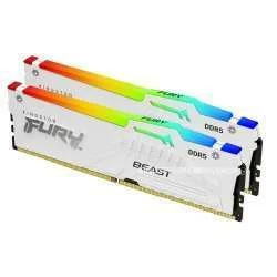 Kingston Fury Beast RGB 32GB (16GB x2) DDR5-5600 CL40 288-Pin DIMM Kit, XMP, White | KF556C40BWAK2-32