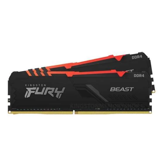 Kingston FURY Beast 64GB (2x32GB) DDR4 3200MT/s Memory,Black RGB, DIMM | KF432C16BBAK2/64