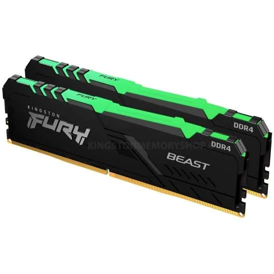 Kingston FURY Beast 64GB (2x32GB) DDR4 3200MT/s Memory,Black RGB, DIMM | KF432C16BBAK2/64