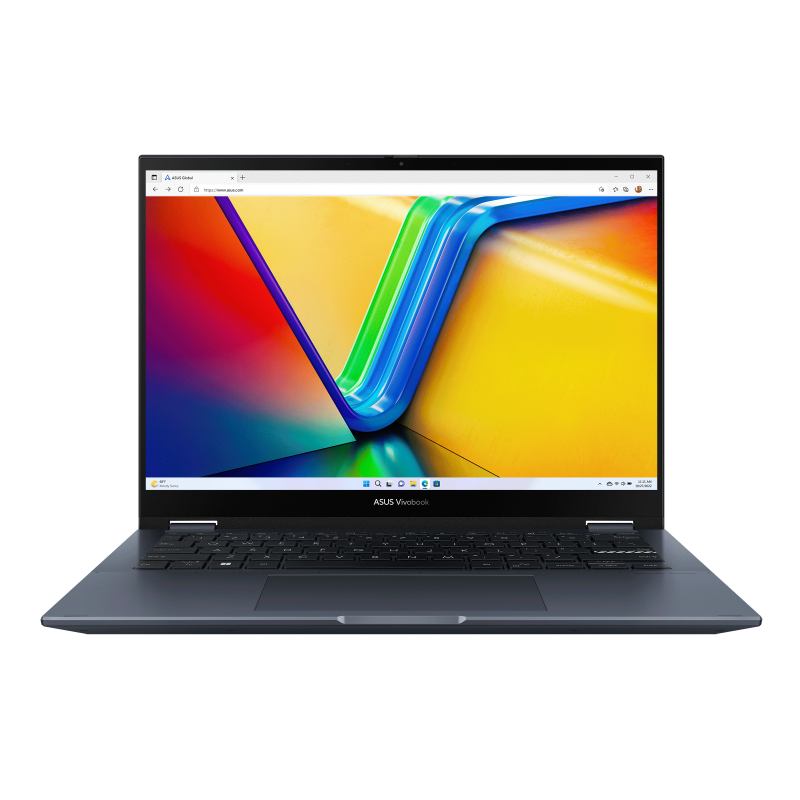 ASUS VIVOBOOK S 14 FLIP  Intel 13th Gen i7 13700H, 16GB RAM, 512GB SSD, 14" OLED 2.8K Touch & Flip, Intel IRIS XE Graphics, Win11 Home, Eng-Arab K/B, Blue | TP3402ZA-OLEDI7G