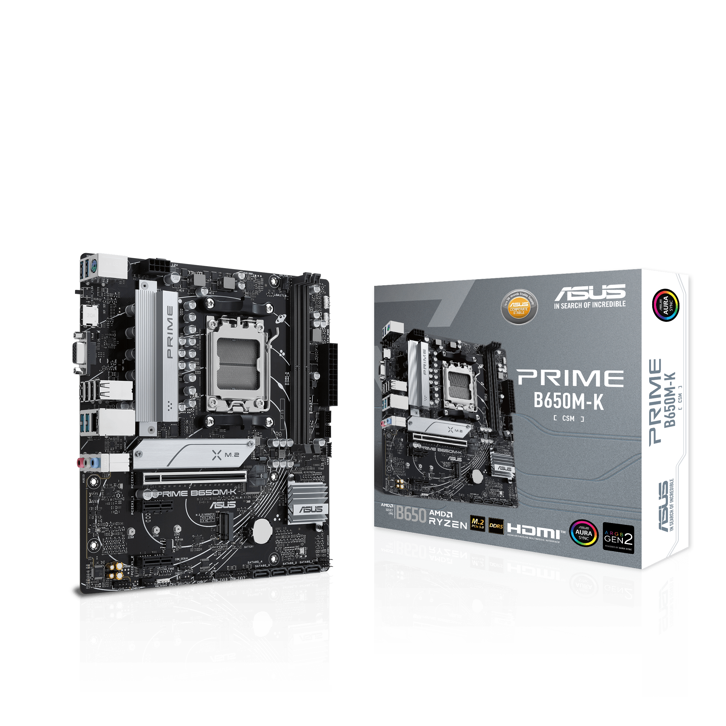 ASUS PRIME B650M-K Micro-ATX motherboard  AMD Socket AM5, DDR5, PCIe 5.0 M.2, 2.5Gb Ethernet, HDMI™, VGA, rear USB 3.2 Gen 2, front USB 3.2 Gen 1 Type-C®, | 90MB1F60-M0EAY0