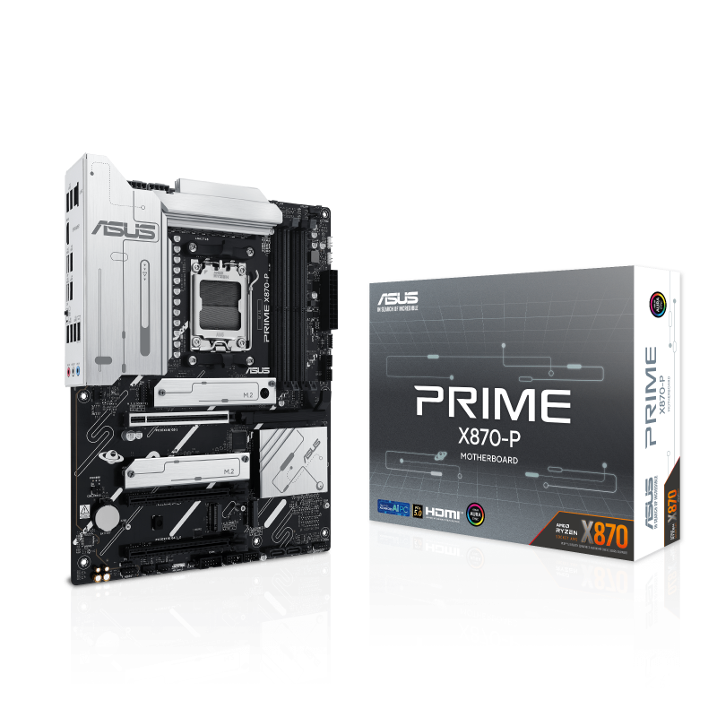 ASUS PRIME X870-P,  AMD Socket AM5, 4 x DIMM slots, max. 192GB, DDR5,4 x M.2 slots | 90MB1IT0-M0EAY0