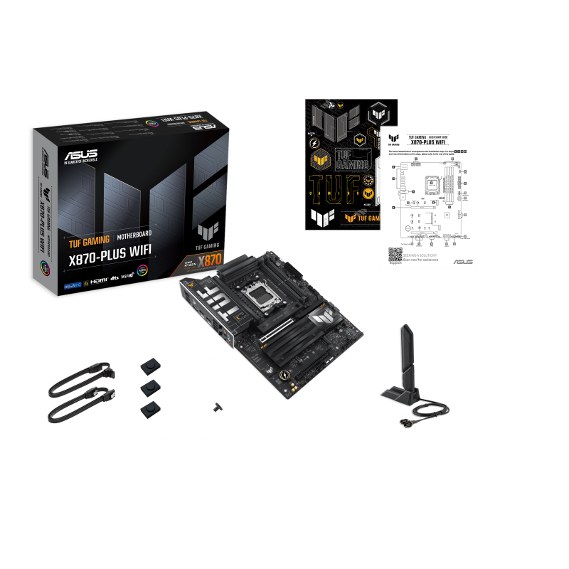 TUF GAMING X870-PLUS WIFI,  AMD Socket AM5, 4 x DIMM slots, max. 192GB, DDR5 Supports up to 8000+MT,  4 x M.2 slots | 90MB1IU0-M0EAY0