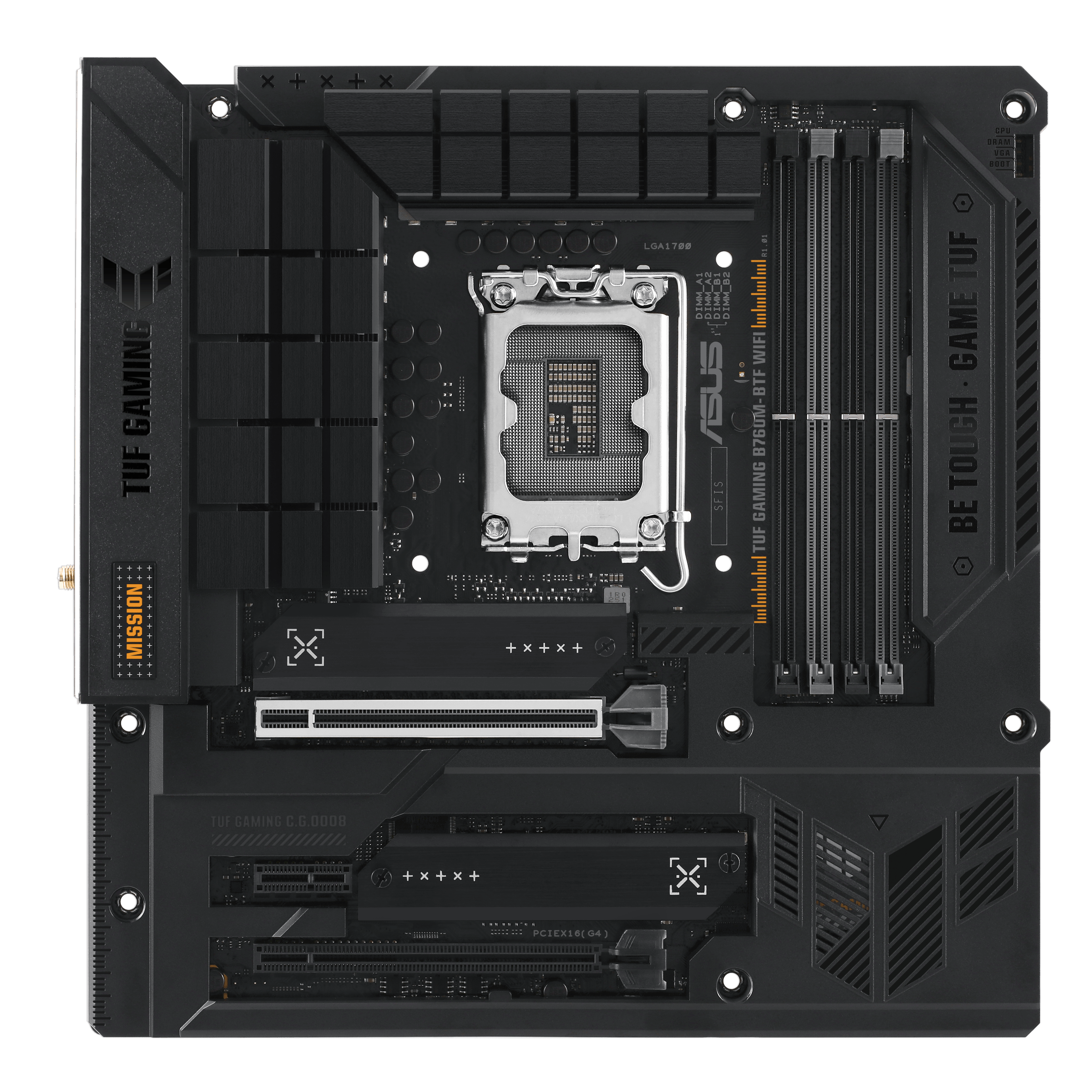 TUF GAMING B760M-BTF WIFI, micro-ATX Motherboard 4 x DIMM, Max. 192GB, DDR5 7200(OC),3 x M.2 slots, Wi-Fi 6 | 90MB1G50-M0EAY0