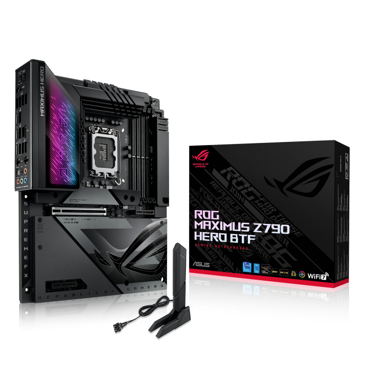 ROG MAXIMUS Z790 HERO BTF ATX Motherboard  Intel Socket LGA1700,  4 x DIMM slots, max. 192GB, DDR5  8000+(OC),  5 x M.2 slots  | 90MB1H50-M0EAY0