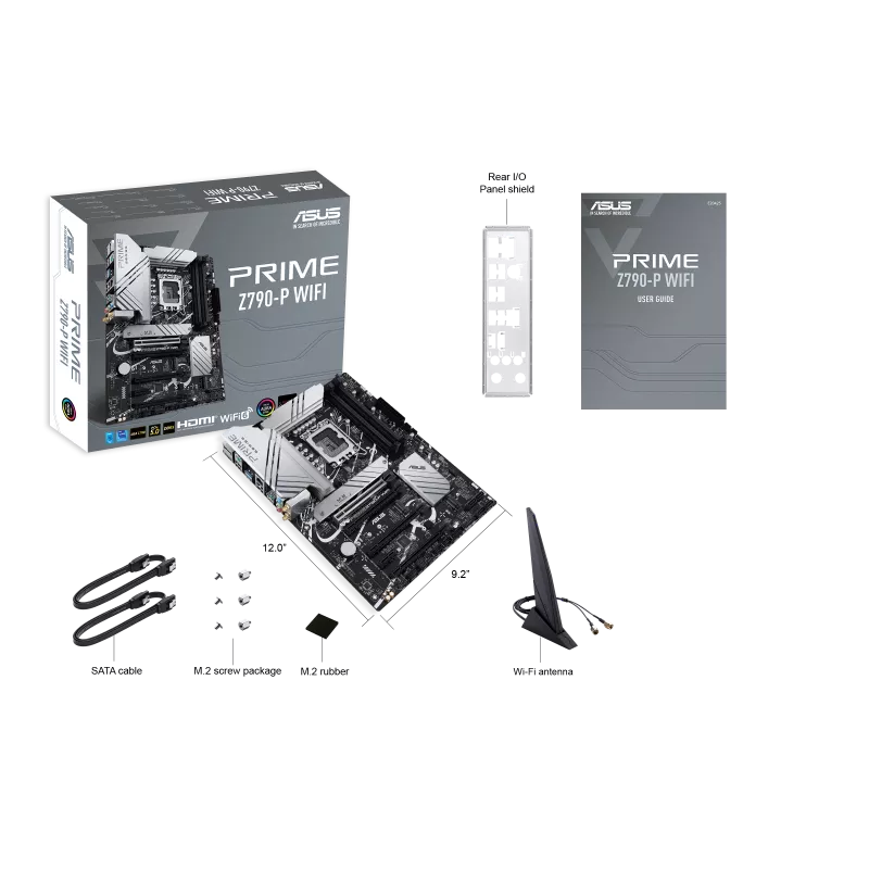 ASUS Prime Z790-P WIFI,  ATX Form Motherboard,  Intel Socket LGA1700,  4 x DIMM, Max. 192GB, DDR5 7200+, 3 x M.2 slots,  Wi-Fi 6 | 90MB1CJ0-M1EAY0