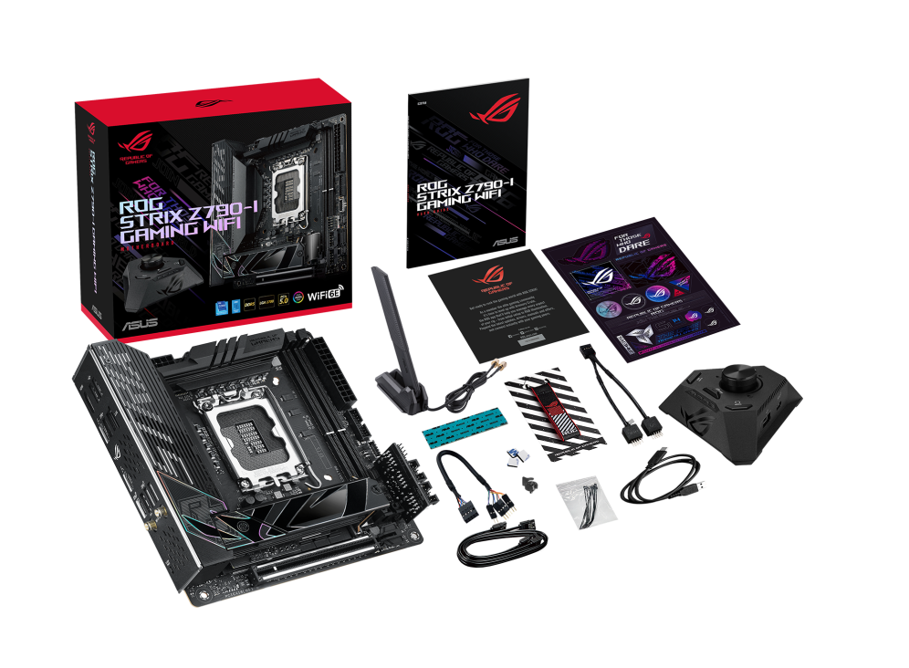 ROG STRIX Z790-I GAMING WIFI  Mini-ITX Motherboard, Intel Socket LGA1700,  2 x DIMM, Max. 96GB, DDR5 7600,  2 x M.2 slots, Wi-Fi 6E | 90MB1CM0-M0EAY0