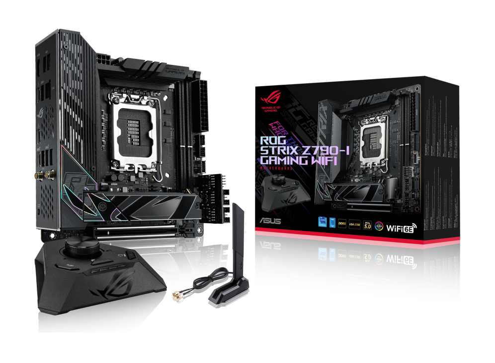 ROG STRIX Z790-I GAMING WIFI  Mini-ITX Motherboard, Intel Socket LGA1700,  2 x DIMM, Max. 96GB, DDR5 7600,  2 x M.2 slots, Wi-Fi 6E | 90MB1CM0-M0EAY0