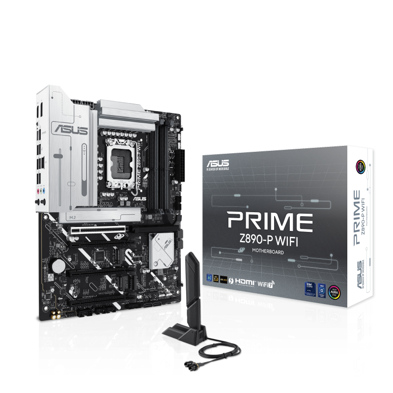 PRIME Z890-P WIFI ATX Motherboard, Intel Core Ultra LGA1851, 4 x DIMM slots, max. 192GB, DDR5 up to 8666+MT/s,  4 x M.2 slots, Wi-Fi 7 | 90MB1I70-M0EAY0