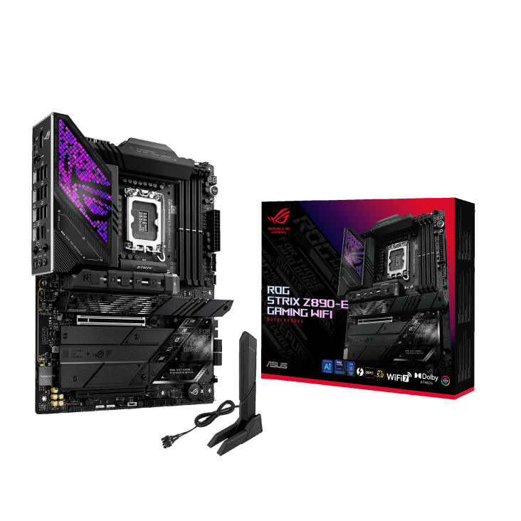 ASUS ROG STRIX Z890-E GAMING WIFI ATX  Motherboard Socket LGA1851, 4 x DIMM slots, max. 192GB, DDR5  Support up to 8800+MT/s,  7 x M.2 slots,Wi-Fi 7 | 90MB1IM0-M0EAY0